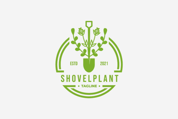 Evergreen Shovel Plant Gardening Logo for Handmade Creations