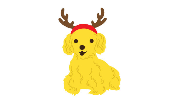 Goldendoodle with Reindeer Antlers for Christmas Design