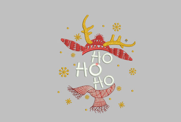 Ho Ho Ho with Reindeer and Santa Graphic Design Asset