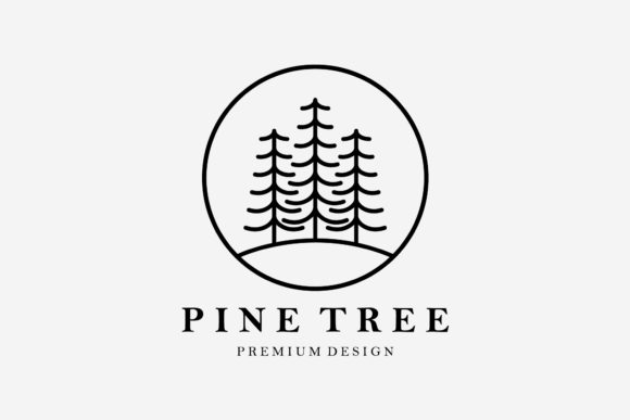 Minimalist Emblem Pine Forest Line Logo for Logos