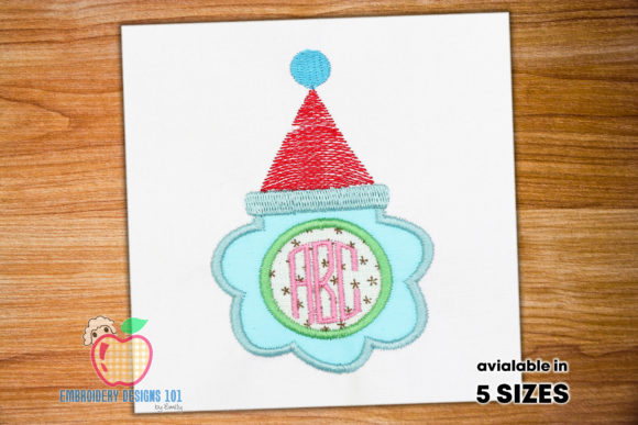 Santa Hat with Monogram Applique for Christmas Design