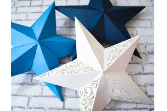 Scrolling Vine Paper Star Template for Christmas