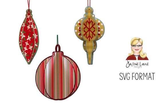 Set of 3 3D Ornaments for Christmas Branding