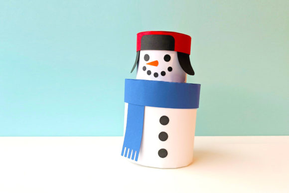 Snowman Stackable Round Gift Box SVG for Christmas Crafting